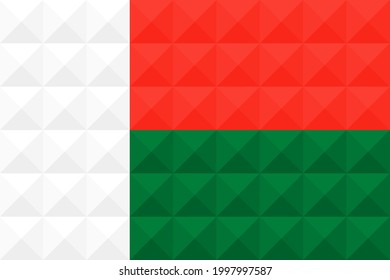 Artistic Madagascar flag vector. formed from triangles to squares with different contrasting colors illustrating a 3d effect. Ratio 2:3