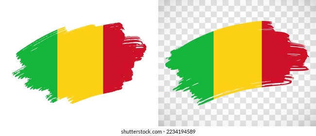 Bandera artística de Mali con pincel aislado pintado con fondo transparente y sólido