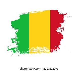 Artistic Mali national flag design on painted brush concept