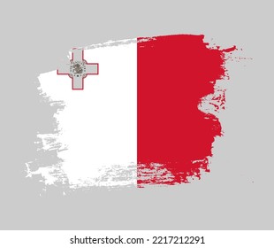 Artistic Malta national flag design on painted brush concept