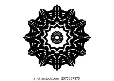 Artistic mandala with central star motif and radiating patterns, perfect for meditation or decor	
