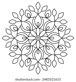 artistic mandala design for coloring book, tattoo and henna design, creative mandala art for adults and kids coloring book
