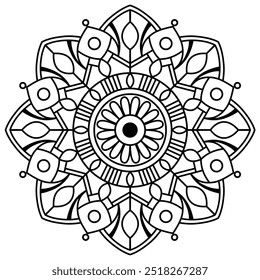 artistic mandala design for coloring book, tattoo and henna design , mandala design for adults and kids coloring book
