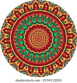 Artistic Mandala Featuring Interlocking Layers and Vibrant Color Gradients