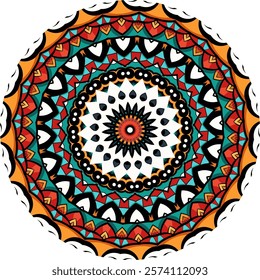 Artistic Mandala Showcasing Symmetrical Layers and Dynamic Shapes