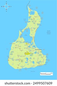 Artistic map of Block Island, Rhode Island, USA
