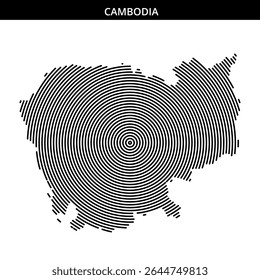 Artistic map of Cambodia using concentric circular patterns.