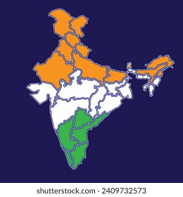 ARTISTIC MAP OF INDIA IN TRICOLOUR 