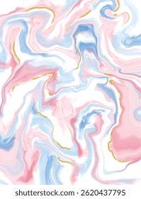 An artistic marble texture with a mix of pink, light blue, and white, adorned with elegant gold accents.