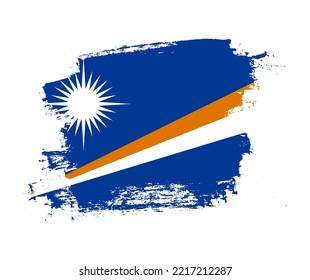 Artistic Marshall Islands national flag design on painted brush concept