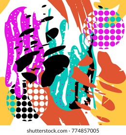 artistic memphis style. splatter grunge abstract vintage hits 2018. Good for your art poster, background, or collection. 