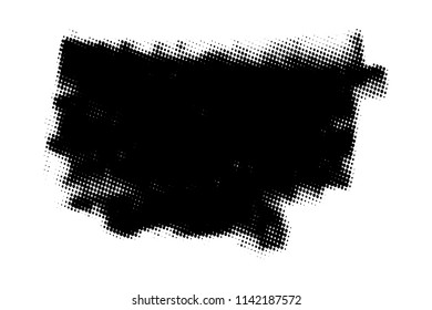 Artistic messy halftone banner background. Dirtty isolated basis. Paint roller distress overlay texture. Grunge design element. EPS10 vector.