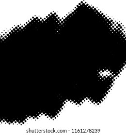 Artistic messy halftone banner background. Dirtty isolated basis. Paint roller distress overlay texture. Grunge design element. EPS10 vector.