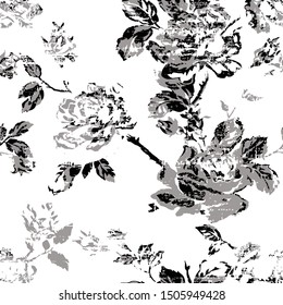 artistic minimal and elegance, monochrome, grunge,  vintage floral seamless pattern design 
