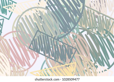 Artistic mixed or mutiple shapes hand drawn background abstract. Cartoon style vector.
