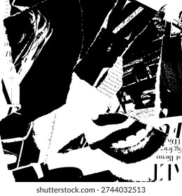 Artistic mode trendy collage background. Basis graphics black and white universal use