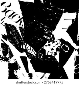 Artistic mode trendy collage background. Basis graphics black and white universal