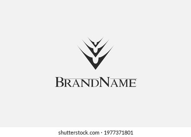 Artistic modern abstract V logo, minimalist