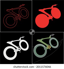 Artistic and modern bicycle set vector design illustrations, flat and lined, 

monochromatic and colored.