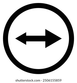 Artistic modern black arrow and circle stroke vector design isolated on a white square background