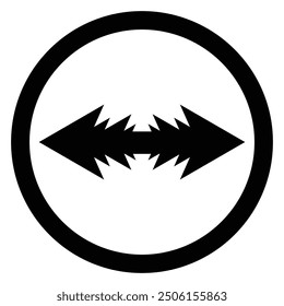 Artistic modern black arrow and circle stroke vector design isolated on a white square background