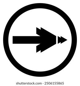 Artistic modern black arrow and circle stroke vector design isolated on a white square background