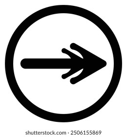 Artistic modern black arrow and circle stroke vector design isolated on a white square background