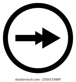 Artistic modern black arrow and circle stroke vector design isolated on a white square background