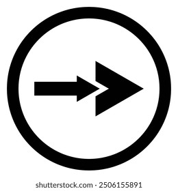 Artistic modern black arrow and circle stroke vector design isolated on a white square background