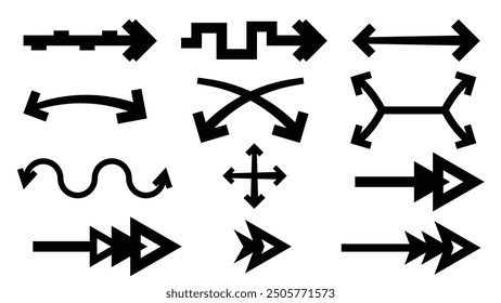 Artistic modern black arrow set collection vector design.