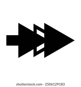 Diseño moderno artístico del Vector de la flecha negra aislado en un fondo cuadrado blanco