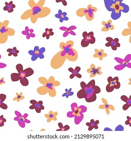 Artistic modern floral seamless pattern background. Hand drawn colorful flowers texture. Vector illustration for wallpaper, fabric print, card, wedding invitation design