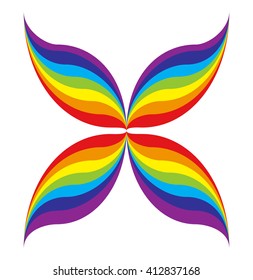 Artistic modern idea interlaced multicolor node ribbon striped design with space for text on white backdrop