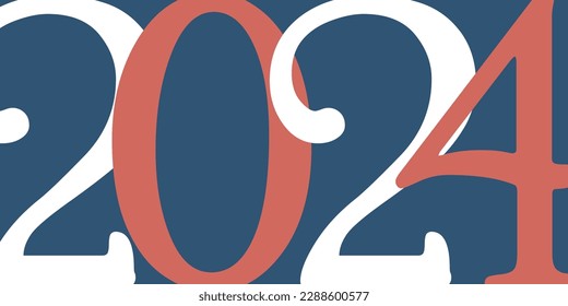 Artistic modern minimalist poster with text 2024. New year on blue background