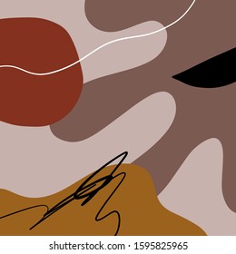 Artistic Modern Terracotta Palette Background Hand-drawn Graphic Terrazzo Elements Tile And Abstract Lines Stylish Poster Vector Clipart EPS