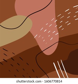 Artistic Modern Terracotta Palette Background Brush Texture Handdrawn Graphic Terrazzo Elements Tile And Abstract Lines And Shapes Stylish Poster Vector Clipart EPS