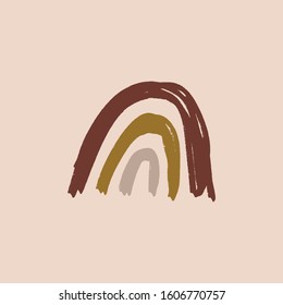 Artistic Modern Terracotta Pastel Palette Simple Element Primitive Childish Ornament Rainbow Background Vector Clipart EPS.