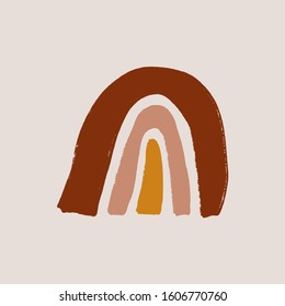 Artistic Modern Terracotta Pastel Palette Simple Element Primitive Childish Ornament Rainbow Background Vector Clipart EPS.