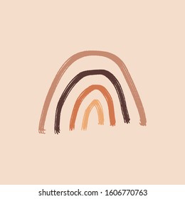 Artistic Modern Terracotta Pastel Palette Simple Element Primitive Childish Ornament Rainbow Background Vector Clipart EPS.