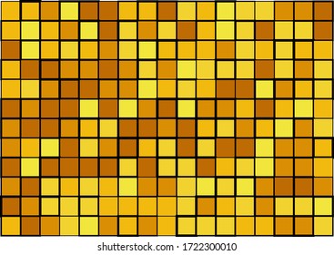 Artistic modern vector background from shades of golden colors random mosaic pattern with random sized black borders, useful for art, backgrounds, wallpapers and wrapping papers, etc