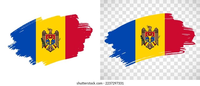 Artistic Moldova flag with isolated brush painted textured with transparent and solid background