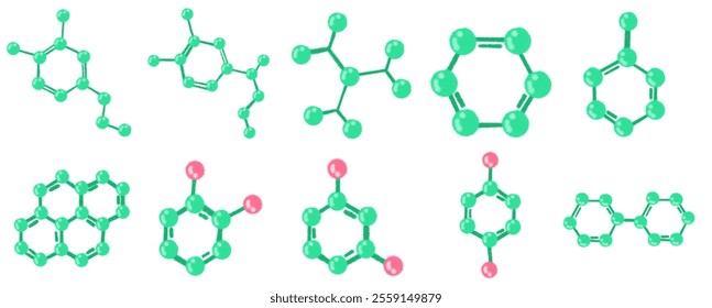 Artistic Molecular Diagram Set: Visual Representations of Chemical Bonds and Structures for Science Labs, Chemistry Education, and STEM Studies