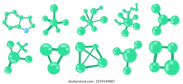 Artistic Molecular Diagram Set: Visual Representations of Chemical Bonds and Structures for Science Labs, Chemistry Education, and STEM Studies