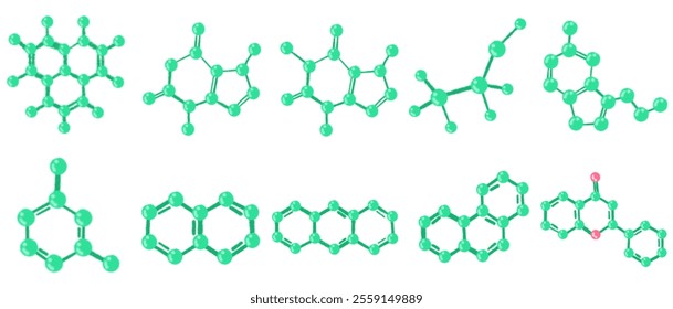 Artistic Molecular Diagram Set: Visual Representations of Chemical Bonds and Structures for Science Labs, Chemistry Education, and STEM Studies