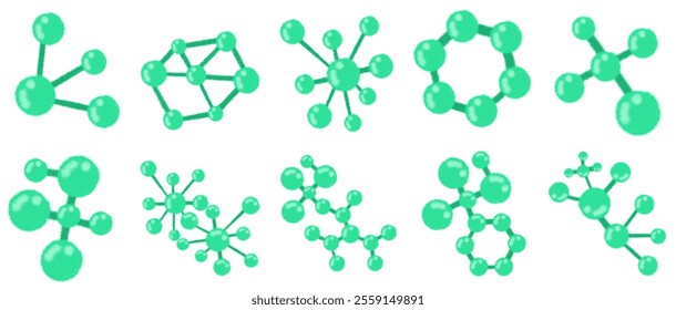 Artistic Molecular Diagram Set: Visual Representations of Chemical Bonds and Structures for Science Labs, Chemistry Education, and STEM Studies