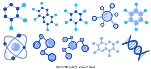 Artistic Molecular Diagram Set: Visual Representations of Chemical Bonds and Structures for Science Labs, Chemistry Education, and STEM Studies