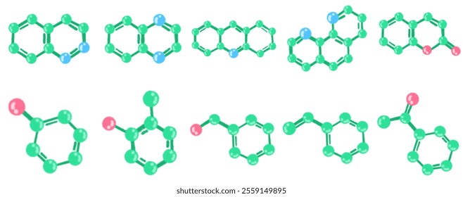 Artistic Molecular Diagram Set: Visual Representations of Chemical Bonds and Structures for Science Labs, Chemistry Education, and STEM Studies