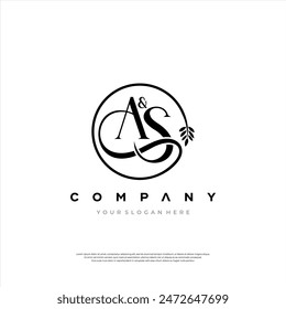 An artistic AS monogram logo with a leaf design symbolizes natural elegance and sophisticated branding
