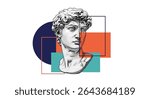 An Artistic Montage Exploring the Juxtaposition of Classical Sculpture With Abstract Geometric Shapes