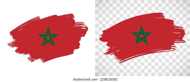 Bandera artística marroquí con pincel aislado pintado con fondo transparente y sólido